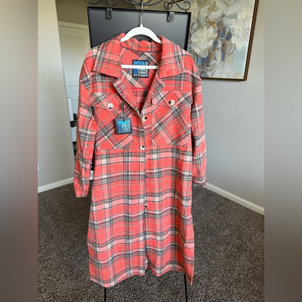 Red Plaid Long Coat